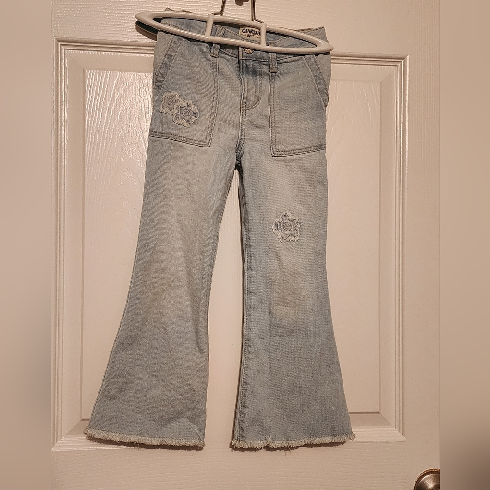 OshKosh B'gosh Light Blue Flare Jeans with Patch Appliqués